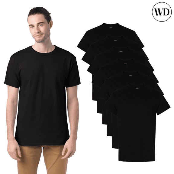Gildan Men’s 6 Pack Ultra Cotton Short Sleeve T-Shirt Rib Collar Durable Comfort Black Tee, 3XL
