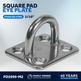 thumbnail image 2 of Five Oceans Heavy Duty 3/16" Stainless Steel Square Pad Eye, 2-Pack - FO2099-M2, 2 of 4