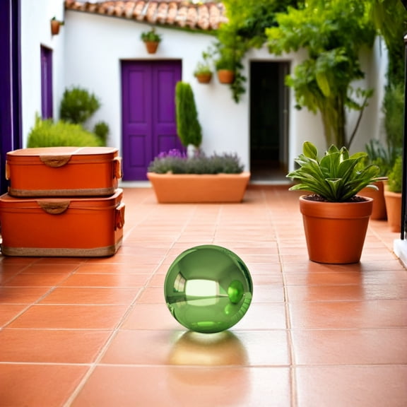 GAXIRE Polished Green Stainless Steel Gazing Ball Decorative Garden Mirror Ball for Outdoor Use