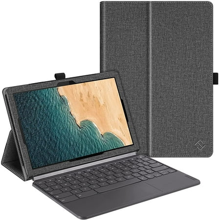 Folio Case for 10.1" Lenovo Chromebook Duet 2 in 1 Tablet CT-X636 - Premium PU Leather Stand Cover with Auto Sleep/Wake, Compatible with Type Cover Keyboard