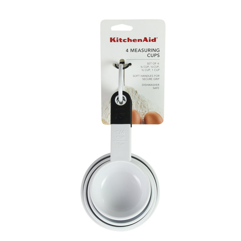 Kitchenaid Set of 4 Dishwasher Safe Measuring Cups, Assorted Color Options  in Store Only, Gray, White, Red, 1 Set 