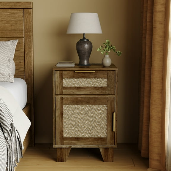 ONBRILL Nightstand with Charging Station End Table with Drawers, Adjustable Shelf, Bed Side Tables for Living Room, Bedroom