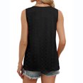 thumbnail image 5 of Women's Eyelet Embroidery Tank Tops with V Neck and Button Down Front Featuring Loose Sleeveless Silhouette Black XL, 5 of 7