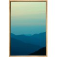 thumbnail image 3 of PixonSign Framed Canvas Print Wall Art Light Blue Mountain Silhouette Nature Wilderness Illustrations Modern Art Rustic Relax/Calm Multicolor Ultra for Living Room, Bedroom, Office - 24"x36" Natural, 3 of 5