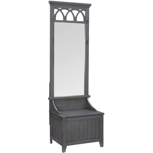 Powell D1019A16G Elliana Entrée Hall d'Entrée Banc avec Miroir&44; Gris