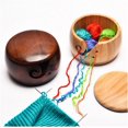 thumbnail image 2 of Yarn storage bowl, solid wood yarn crochet bowl with cover, yarn ball holder for knitting， bowl with hole for knitting and crocheting, wool storage bowl with cover ( Color : Brown , Size : 3.14*5.90in, 2 of 5