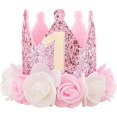 thumbnail image 1 of Sombrero de cumpleaños para niña de 1 año, corona de cumpleaños, corona de niña, globos de primer cumpleaños, decoración de fiesta de cumpleaños, 1 of 3