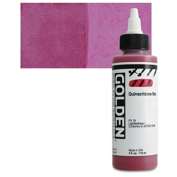 Golden High Flow Acrylics - Quinacridone Red, 4 oz