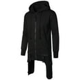 thumbnail image 4 of Fesfesfes Hoodie Tops for Men Men Casual Solid Dark Style Long Sleeve Zipper Hooded Pullover Sweatshirt Sale Clearance, 4 of 9