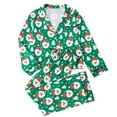 thumbnail image 3 of Wxolcjlv Christmas Print Pajama Set for Women Collared Long Sleeve Top Straight Pant Sleepwear Nightwear, 3 of 9