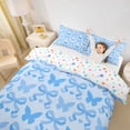 thumbnail image 3 of Erosebridal Cute Blue Twin Bedding for Girls, Butterfly Bow-Tie Duvet Cover Set, Colorful Stars Reversible, 1 Duvet Cover and 1 Pillowcase (No Comforter), 3 of 5