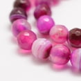 thumbnail image 4 of Faceted Natural Striped Agate/Banded Agate Beads Strands Round Dyed Heated Magenta 4mm Hole: 0.8mm 86pcs/strand 14 inch(35.6cm) diy, 4 of 7