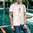 thumbnail image 6 of Zufioo Swan1 Print Men's Baseball Short Sleeve, Moisture Wicking Button-Down Hip Hop Tee-Large, 6 of 7