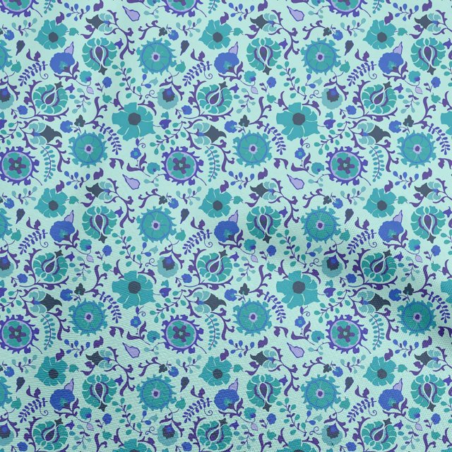 oneOone Rayon Light Blue Fabric Asian Suzani Sewing Craft Projects Fabric Prints By Yard 56 Inch Wide