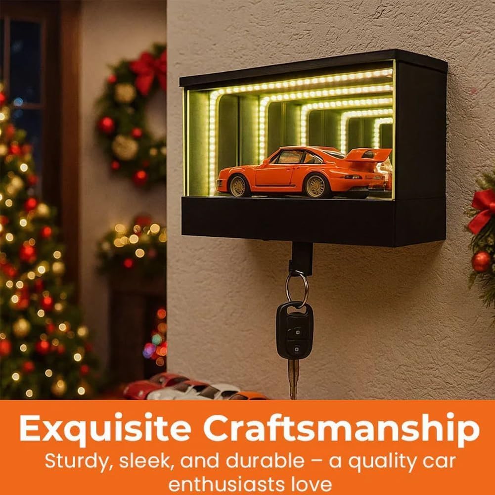 Infinity Garage Keychain, Infinity Garage Keychain Hanger, Keypit Garage Key Holder, Race Car Key Holder Wall Mount with LED, 3D Keys Rack Wall-Mounted, Suitable for Cars Lovers