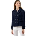 thumbnail image 2 of INSPIRE CHIC Women's Winter Worsted Notched Lapel Double Breasted Short Peacoat, 2 of 6