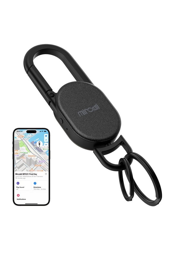 Keychain Tracker, Men's Key Chain Works with Find My(iOS Only), Heavy Duty Keychain Carabiner Car Key Chains, Anti-Lost Tracker with Keyrings, Rechargeable & Waterproof