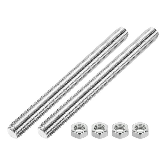 Uxcell Fully Threaded Rod M24 x 250 3mm Pitch 304 Stainless Steel With Screw Nuts 2Pcs