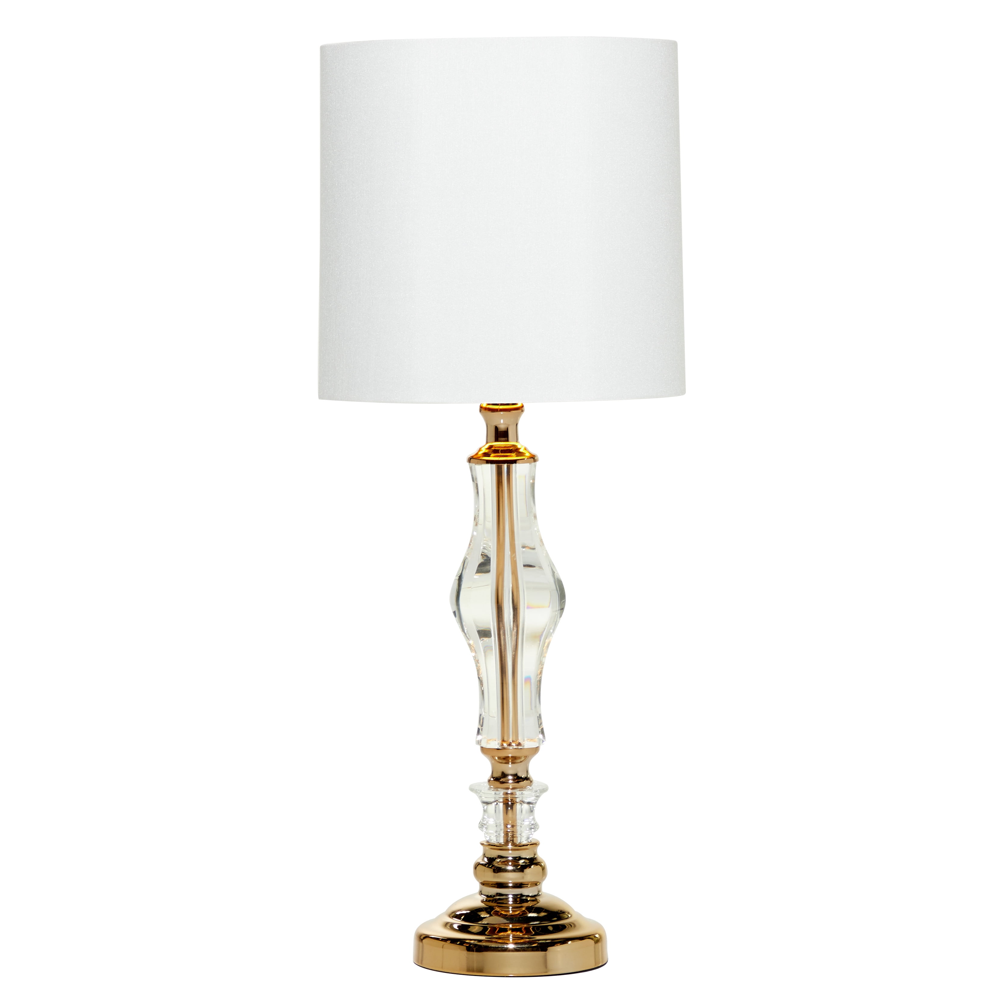 DecMode Antique Gold Glass Table Lamp with Shade, 26"H