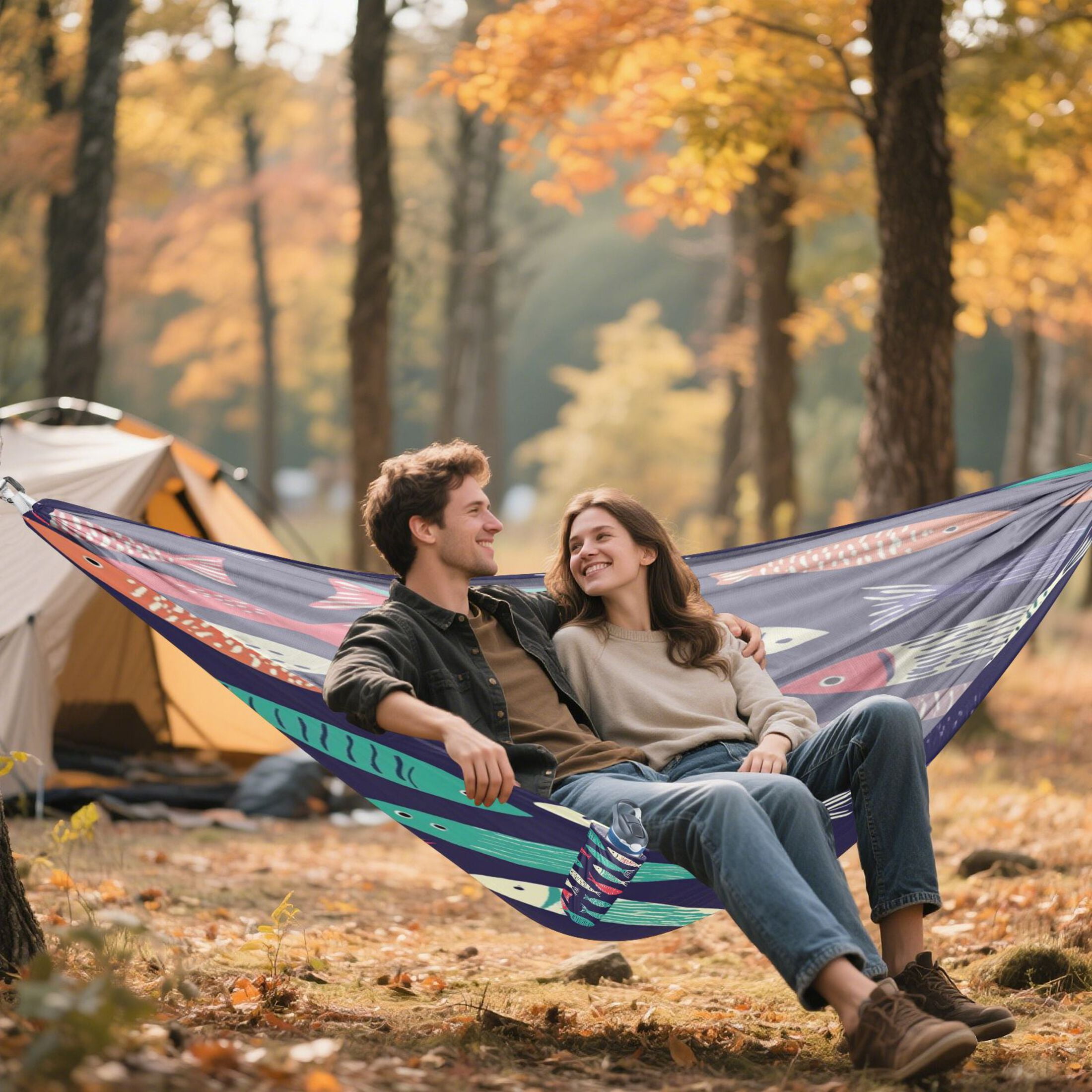 Hammock Camping Hammock Nylon Portable Hammock Travel Camping Hammock Colorful Cartoon Fish Pattern