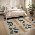 thumbnail image 3 of ODIKA 8'x10' Blue Beige Geometric Floral Pattern Washable Area Rug Modern Abstract Design with Bold Motifs Non-Shedding, Easy Care, for King Size Bedroom Under Bed, Master Suite, 3 of 7