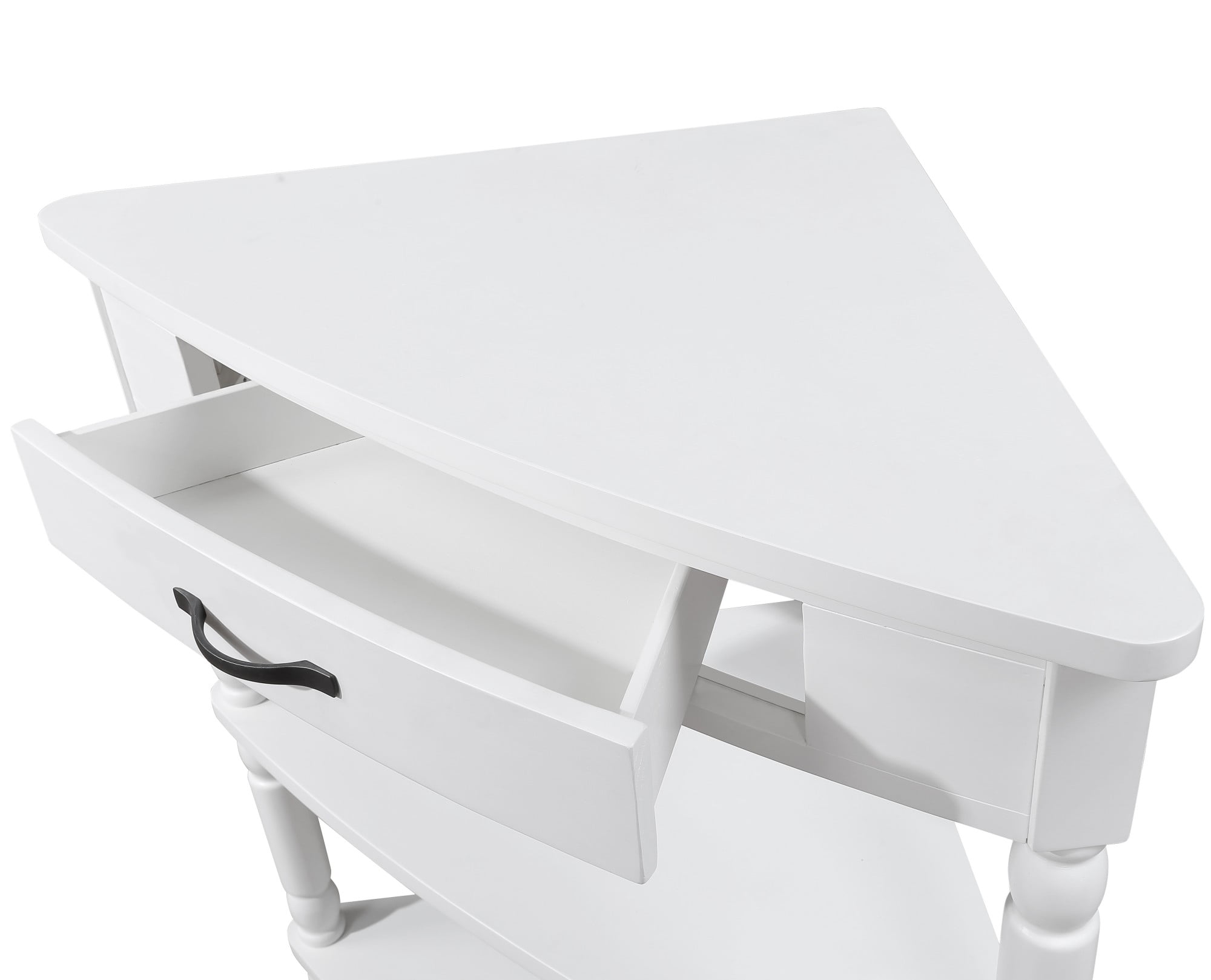 Aukfa 3 Tier Corner Table with Drawer, Triangle End Table for Entryways, Hallways, and Small Spaces, White