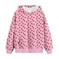 thumbnail image 1 of Sweat à Capuche Fraise pour Filles Manches Longues avec Poche Automne Hiver 4-14T (11 Ans, Rose), 1 of 3