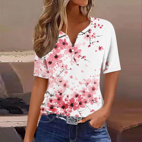 Zorckvet Plus Size Tops for Women Button Tunic T Shirts Short Sleeve Casual Trendy Womens Blouses