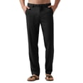 thumbnail image 1 of Vestido casual de lino Pants Willit para hombre, con cordón, 31 de ancho x 30 de largo, color negro, 1 of 7