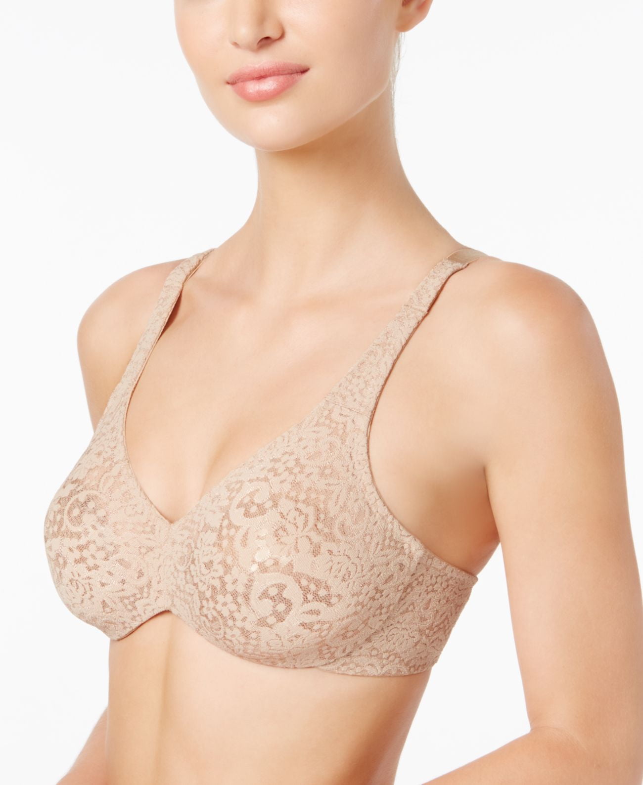 Wacoal Women’s Halo Lace Full Coverage Underwire Bras Beige, 36DD