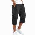 thumbnail image 2 of Zimjoy Men's Cargo Shorts Relaxed Fit Elastic Waist Stretch Lightweight Below The Knee Bermuda Casual Outdoor Hiking Shorts with 4 Pockets Black L, 2 of 7