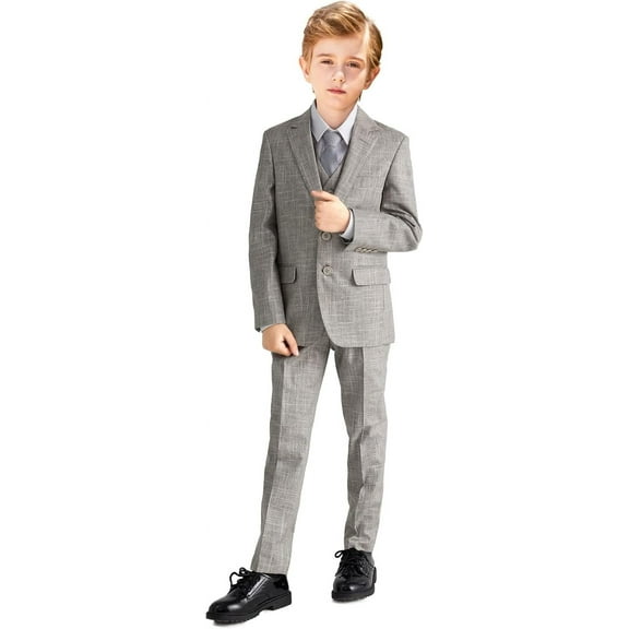 Boys Linen Suits Set, Boys Slim Fit Suit for Leisure or Party Holiday