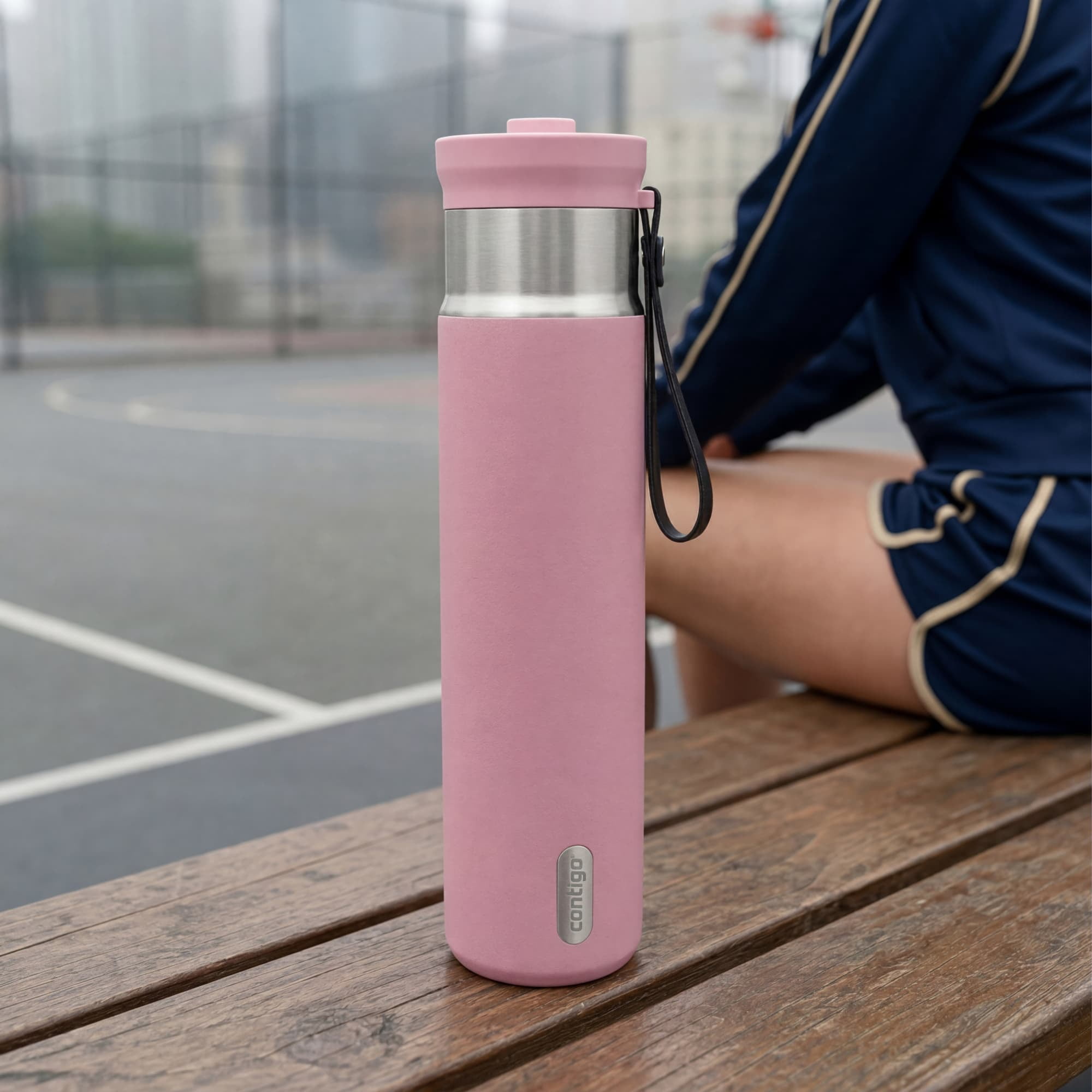 Contigo Water Bottle, 28 Oz, Stainless Steel, Vacuum Insulated Leakproof, DualSip 2-Way Lid, Pink Diamond