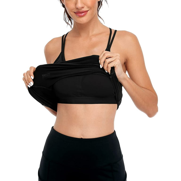 Workout Tank Tops for Women with Built in Bra Athletic Camisole Strappy  Back Yoga Tanks 