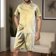 thumbnail image 2 of GERsome Men's 2 Piece Outfits Short Sleeve Button Down Shirts and Shorts Casual Solid Color Sets S-2XL, 2 of 4