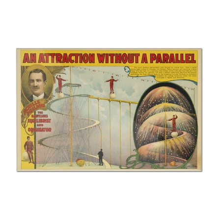 Attraction Acrylic (Achille Philion - An Attraction Without a Parallel Vintage Poster USA c. 1899 (12x8 Acrylic Wall Art Gallery)