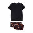 thumbnail image 3 of WREESH 2025 Mens Halloween Grimace Print Family Matching Pajama Set Short Sleeve Tee Wide Leg Lounge Pants Spooky Holiday Sleepwear, 3 of 6