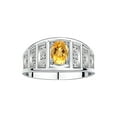 thumbnail image 1 of RYLOS Rings for Women Sterling Silver Ring Classic Style 7X5MM Oval Gemstone &  Diamond Ring November Citrine Jewelry Size 10, 1 of 7