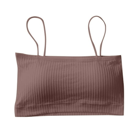 

BIZIZA Women Padded Bralette Full Coverage Comfort Seamless Soft Strappy Everyday Womens Bra Brown One Size