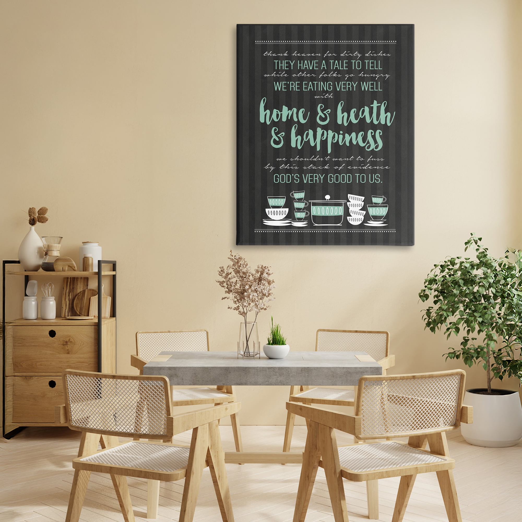 God's Good To Us Kitchen Canvas Wall Art, design by Lettered and Lined