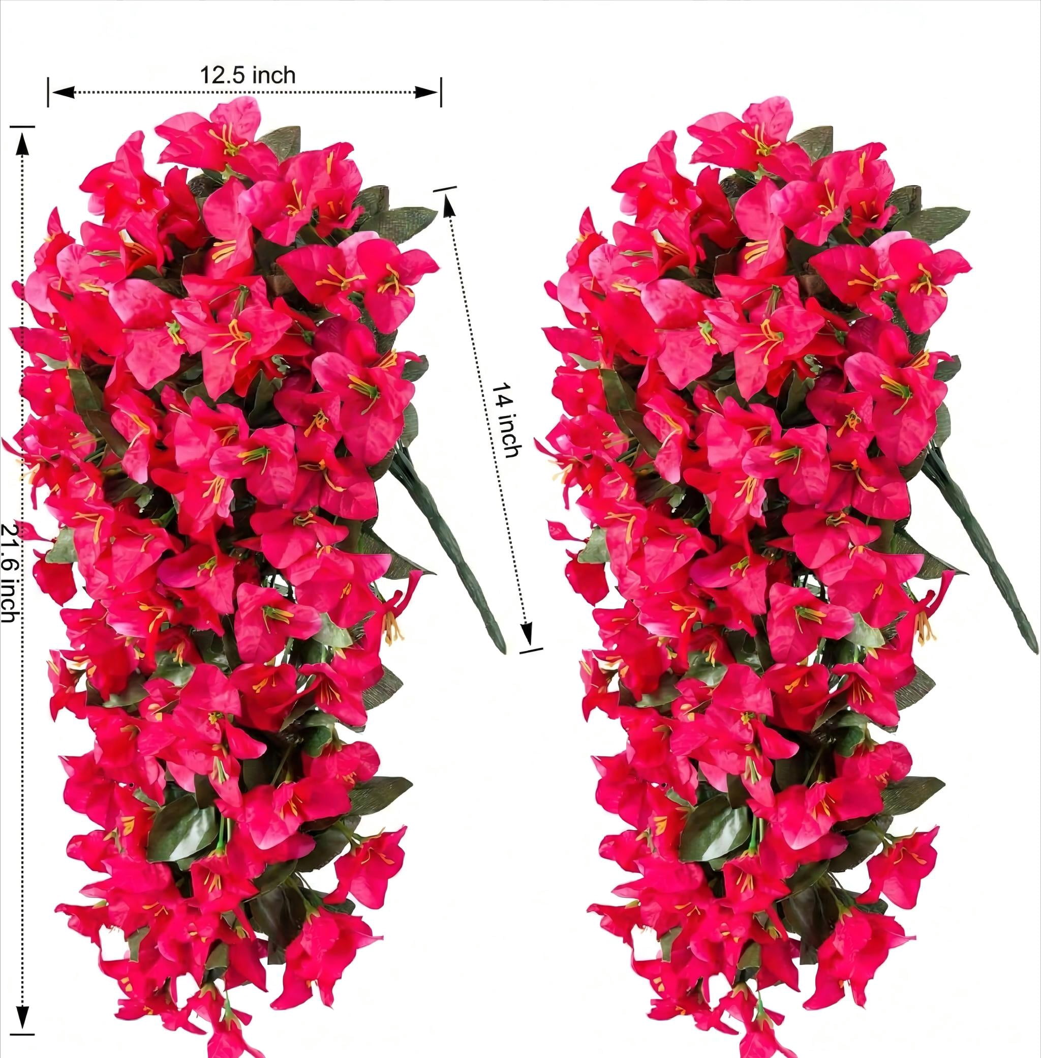 Waipfaru Artificial Bougainvillea Flowers Plants for Outdoors Decoration,4 Pcs UV Resistant Hanging Flowers for Front Door Porch Planter Urn Patio Garden Decor