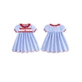 thumbnail image 2 of BemeyourBBs Kids Toddler Baby Girl 4th of July Dress Fourth of July Outfit Baby Girl Patriot Independent Day Dress Short Sleeve Plaid Stars American Flag Embroidery Scalloped Summer Dress, 2 of 9