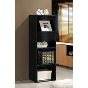 Hodedah 4-Shelf Wood Storage Bookcase for Home Office Organization, Black