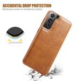 thumbnail image 3 of MOHEYO Slim Vegan Leather Cover Thin Luxury Classic Case for Samsung Galaxy S21 5G - Brown, 3 of 6