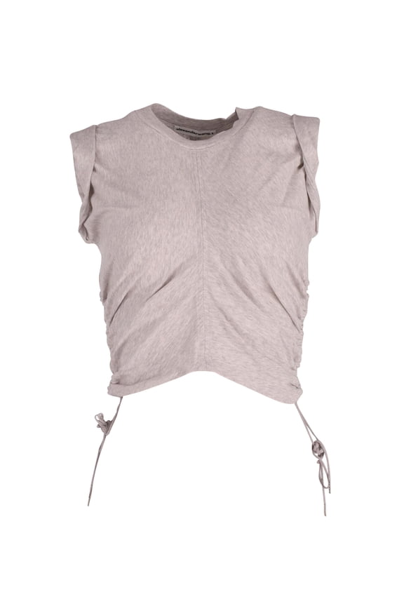 Pre-Owned T by Alexander Wang Ruched Side Detail Top in Grey Cotton