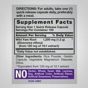 Wild Yam Root Capsules | 1200mg | 100 Count | 10:1 Extract | by Piping Rock
