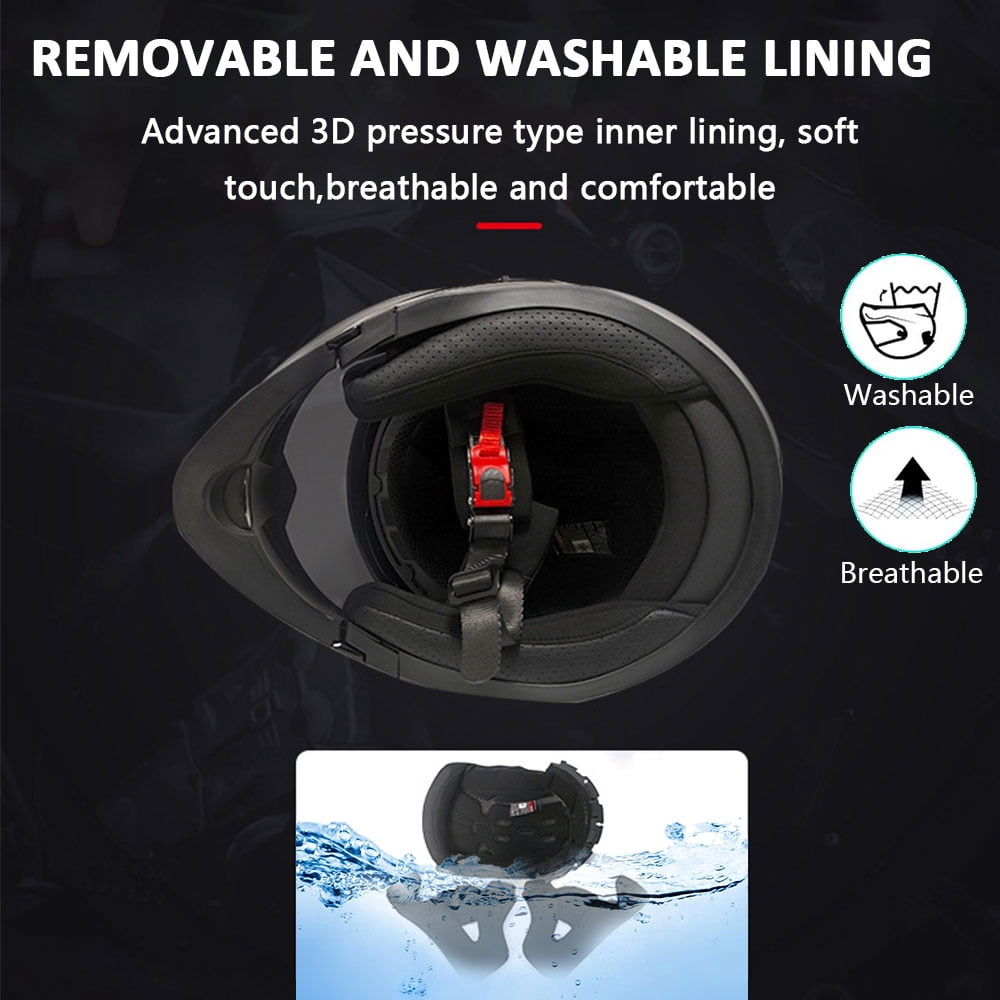 Modular Motorcycle Helmet Bluetooth Full Face Helmet, DOT Approved Full Face Flip Up Anti-Fog Helmets with Built-in Speakers & Microphone for Adults Men and Women, Lightweight & Comfortable