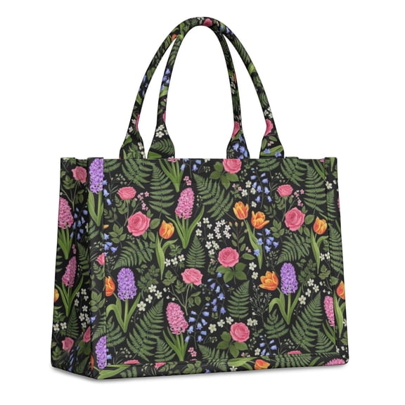 Pioneer Flower Floral Print Pattern Large Capacity Fashion Luxury Tote Handbag, Laptop Compatible Daily Work Bag, 15.7"x13"x5.1"