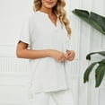 thumbnail image 3 of TIHLMK Womens Shirts White Women's Fashion Short Sleeve Retro Round Neck Easter Solid Color Loose Tops Blouse Sleeve Gift for Womens Tops, 3 of 8