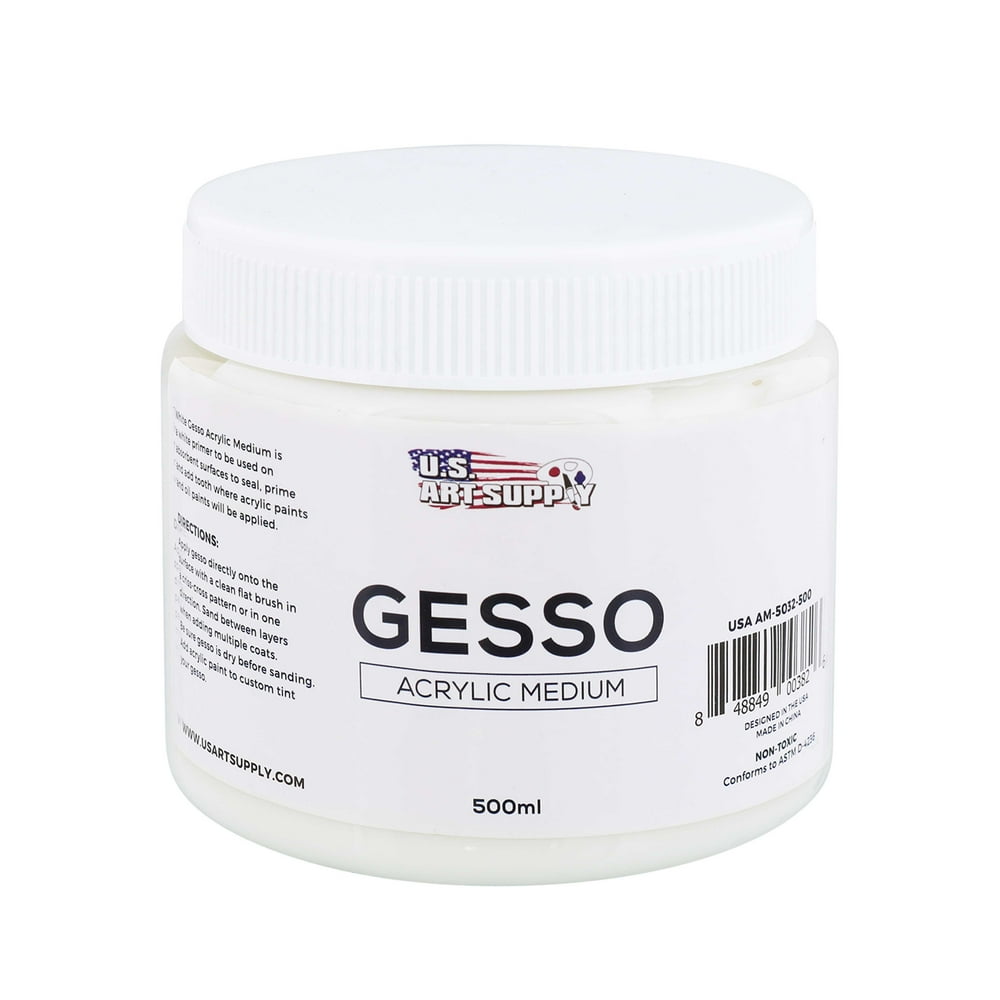 U.S. Art Supply White Gesso Acrylic Medium, 500ml Tub